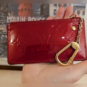 Louis Vuitton Red Monogram Vernis  Patent Key Pouch / Coins Bag